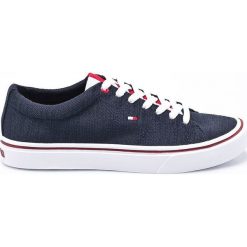 Tommy Hilfiger - Tenisówki. Niebieskie tenisówki męskie marki TOMMY HILFIGER, z materiału, na sznurówki. W wyprzedaży za 199,90 zł.
