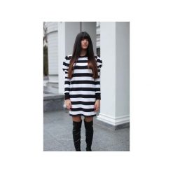 Sukienka z bufkami Chiara Stripe. Czarne sukienki damskie marki Elevenstory, s, bez wzorów, z elastanu, bez kołnierzyka, bez rękawów. Za 189,00 zł.