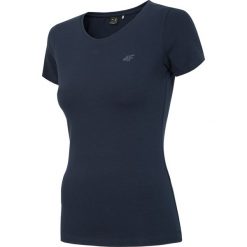 T-shirt damski TSD300 - granat. T-shirty damskie 4f, bez wzorów, bez kołnierzyka. Za 29,99 zł.