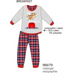 Bielizna chłopięca: Piżama chłopięca DR 966/79 Breakfast Melanż szara r. 140