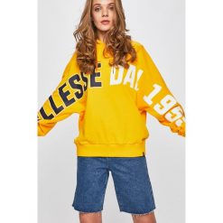 Ellesse - Bluza. Żółte bluzy damskie marki Ellesse, z nadrukiem, z bawełny, bez rękawów, z kapturem. Za 299,90 zł.