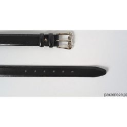 Skórzany pasek damski z przeszyciem. Czarne paski damskie Pakamera, w paski, ze skóry, vintage. Za 169,00 zł.
