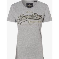 Superdry - T-shirt damski, szary. Szare t-shirty damskie Superdry, s, z haftami, z bawełny, klasyczne, bez kołnierzyka. Za 179,95 zł.