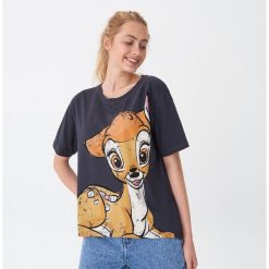Koszulka z nadrukiem Bambi - Szary. Szare koszulki damskie House, s, z nadrukiem, bez kołnierzyka, bez rękawów. Za 39,99 zł.