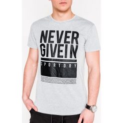 T-shirt męski z nadrukiem S1061 - szary. Szare t-shirty męskie Ombre Clothing, s, z nadrukiem, z bawełny, bez kołnierzyka. Za 12,99 zł.