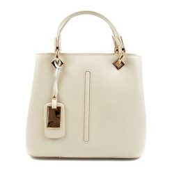 Torebki klasyczne damskie: Skórzana torebka w kolorze beżowym – (S)30 x (W)24 x (G)14 cm