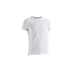 Koszulka fitness kardio krótki rękaw FTS520 męska. Białe koszulki męskie DOMYOS, xl, bez wzorów, z elastanu, bez kołnierzyka, z krótkim rękawem, krótkie, na fitness i siłownię. Za 59,99 zł.
