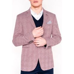 Marynarka męska casual M92 - czerwona. Czerwone marynarki męskie Ombre Clothing, s, bez wzorów, z bawełny, casualowe. Za 119,00 zł.