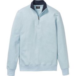Bluza ze stójką i zamkiem bonprix jasnoniebieski melanż. Niebieskie bluzy męskie bonprix, xxl, bez wzorów, ze stójką, bez rękawów, bez kaptura. Za 64,99 zł.