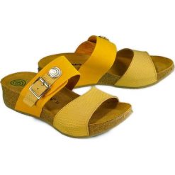 DR. BRINKMANN 701541-6 gelb, klapki profilaktyczne damskie. Klapki damskie Dr. Brinkmann, bez wzorów, ze skóry, bez obcasa. Za 246,90 zł.
