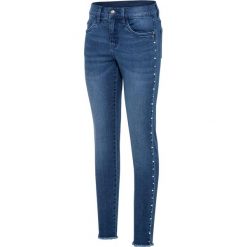 Dżinsy SKINNY z aplikacją bonprix niebieski "stone”. Niebieskie jeansy damskie bonprix. Za 139,99 zł.