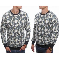 Bluza męska w palmy slim biała Recea. Białe bluzy męskie Recea, xl, bez wzorów, z bawełny, z kapturem, bez rękawów, bez kaptura. Za 69,99 zł.