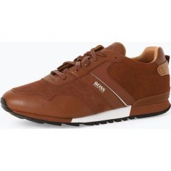 BOSS Athleisure - Tenisówki męskie z dodatkiem skóry – Parkour_Runn_sdtb, beżowy. Brązowe trampki męskie BOSS Athleisure, bez wzorów, ze skóry, sportowe, bez zapięcia. Za 849,95 zł.