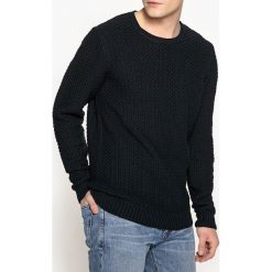 Kardigany męskie: Sweter z okrągłym dekoltem i fantazyjnym splotem