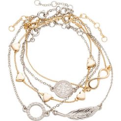 Komplet bransoletek (5 części) bonprix srebrny kolor - złoty kolor. Szare buty sportowe damskie bonprix, bez wzorów, eleganckie. Za 37,99 zł.