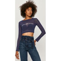 Emporio Armani - Longsleeve. Niebieskie bluzki damskie Emporio Armani, s, z nadrukiem, z elastanu, casualowe, z okrągłym kołnierzem, z długim rękawem. W wyprzedaży za 199,90 zł.