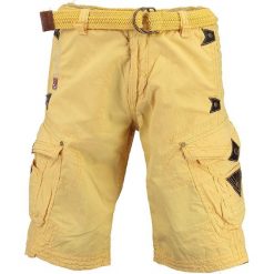 Bermudy "Parapente" w kolorze żółtym. Żółte spodenki i szorty męskie Geographical Norway Men, m, w paski, ze skóry. W wyprzedaży za 128,95 zł.