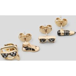 Karl Lagerfeld - Kolczyki (4-pack). Żółte kolczyki damskie KARL LAGERFELD, z kryształem, metalowe. W wyprzedaży za 239,90 zł.