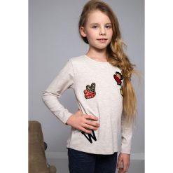 Bluzki dziewczęce: Bluzka z Naszywkami beżowa NDZ8129