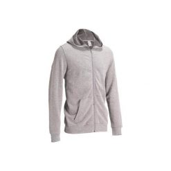 Bluza z kapturem na zamek Gym & Pilates męska. Szare bluzy męskie DOMYOS, xl, z bawełny, z kapturem. Za 49,99 zł.