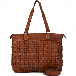 Skórzana torebka w kolorze jasnobrązowym - 38 x 29 x 15 cm. Brązowe torby na laptopa marki neropantera, z materiału. W wyprzedaży za 500,95 zł.