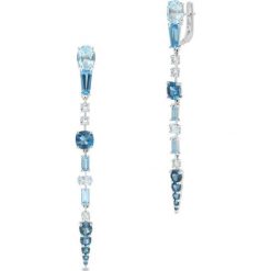 RABAT Kolczyki Złote - złoto 585, Topaz swiss blue,topaz sky blue. Żółte kolczyki damskie W.KRUK, z topazem, złote, z angielskim zapięciem. W wyprzedaży za 2970,00 zł.