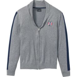 Sweter rozpinany Slim Fit bonprix szary melanż - ciemnoniebieski. Szare swetry męskie bonprix, xl, bez wzorów. Za 49,99 zł.
