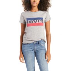 Levi's The Perfect Koszulka Szary. Szare koszulki damskie Levi's®, s, z haftami, z bawełny, bez kołnierzyka. Za 85,95 zł.