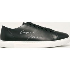 Emporio Armani - Buty skórzane. Czarne sneakersy męskie Emporio Armani, ze skóry, na sznurówki. Za 769,90 zł.