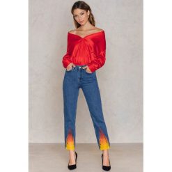Spodnie damskie: NA-KD Jeansy Flame - Blue,Multicolor