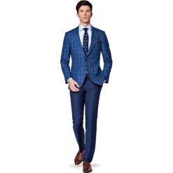 Marynarka Niebieska w Kratę Forta. Niebieskie marynarki męskie LANCERTO, s, bez wzorów, z bawełny, eleganckie. W wyprzedaży za 299,90 zł.