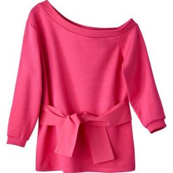 Bluza z kokardą. Różowe długie bluzy damskie marki MADEMOISELLE R, xl, z elastanu, z długim rękawem. Za 141,08 zł.