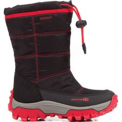 Kozaki zimowe "Himalaya" w kolorze czerwono-czarnym. Czarne buty chłopięce zimowe marki geox kids, z gumy. W wyprzedaży za 185,95 zł.