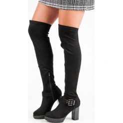 KOZAKI MUSZKIETERKI NA SŁUPKU. Czarne buty zimowe damskie SUPER ME, na słupku. Za 129,90 zł.