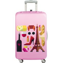 Pokrowiec na walizkę LOQI Hey Paris. Różowe walizki LOQI, bez wzorów, z elastanu. Za 114,00 zł.