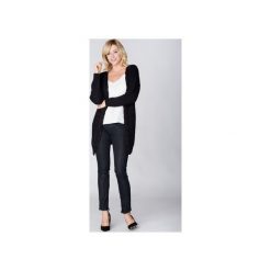 Mosali - Długi Modny Kardigan M048. Czarne swetry damskie marki Mosali, m, z aplikacjami, z dzianiny, eleganckie, z długim rękawem, długie, bez kaptura. Za 139,00 zł.