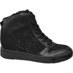 Sneakersy na koturnie Venice czarne. Czarne sneakersy damskie marki Venice, ze skóry. Za 139,90 zł.