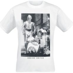 Star Wars Episode 7 - Das Erwachen der Macht - Droids United T-Shirt biały. Białe koszulki męskie Star Wars, s, z motywem z bajki, retro, bez kołnierzyka. Za 62,90 zł.