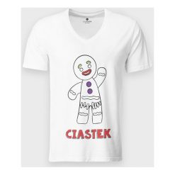 Koszulka męska v-neck Ciastek. Koszulki męskie MegaKoszulki, m, bez wzorów, z bawełny, klasyczne, bez kołnierzyka, bez rękawów. Za 54,90 zł.