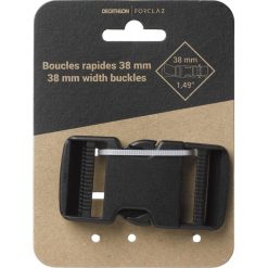 Sprzączka plecaka 38 MM. Czarne plecaki męskie FORCLAZ, bez wzorów. Za 11,99 zł.