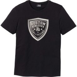 T-shirt z nadrukiem bonprix czarny. Czarne t-shirty męskie bonprix, s, z nadrukiem, sportowe, bez kołnierzyka. Za 19,99 zł.