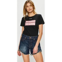 Pinko - Top. Białe bluzki damskie Pinko, s, z nadrukiem, z bawełny, z okrągłym kołnierzem. W wyprzedaży za 269,90 zł.