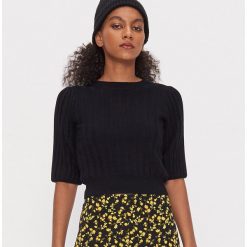 Sweter z bufiastymi rękawami - Czarny. Czarne swetry damskie House, xl, bez wzorów, bez rękawów, bez kaptura. W wyprzedaży za 34,99 zł.