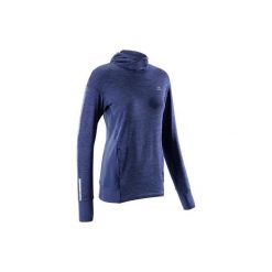 Bluza Z Kapturem Damska Run Warm Niebieska. Niebieskie bluzy damskie KALENJI, l, bez wzorów, z elastanu, bez rękawów, z kapturem, do biegania. Za 79,99 zł.