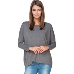 Szara Bluza z Dłuższym Tyłem. Szare długie bluzy damskie marki Molly.pl, s, z bawełny, klasyczne, z klasycznym kołnierzykiem, z długim rękawem. Za 129,90 zł.