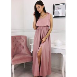 Sukienka maxi z regulowanymi ramiączkami. Sukienki damskie Made in Poland, bez wzorów, z elastanu, bez kołnierzyka, bez rękawów, maxi. Za 189,00 zł.