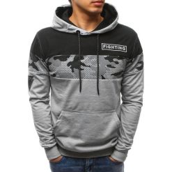 Bluzy męskie: Bluza męska z kapturem szara (bx3457)