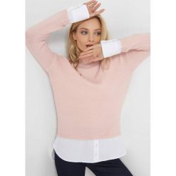 Sweter z koszulowymi wstawkami. Pomarańczowe bez kategorii Orsay, xs, z elastanu, z golfem. Za 119,99 zł.
