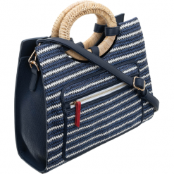 Torebka damska shopper w paski Monnari 3020 granat - granatowy. Niebieskie torby damskie na zakupy Monnari, w paski, ze skóry ekologicznej, bez dodatków. Za 189,00 zł.