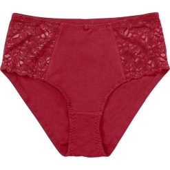 Figi z wysoką talią bonprix czerwony. Czerwone figi damskie marki bonprix, z koronki. Za 32,99 zł.